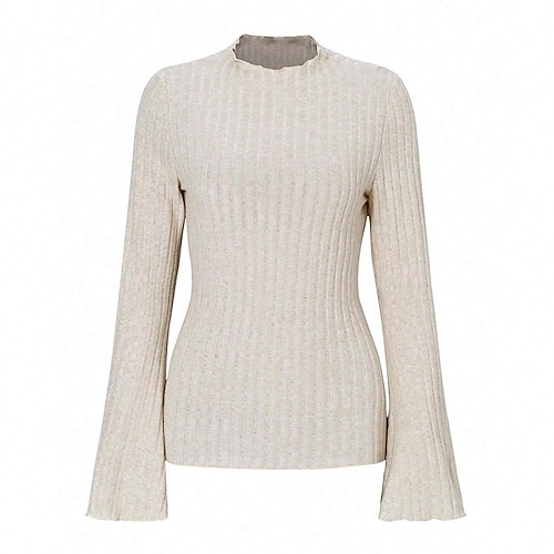 Per donna Top da salotto Camicia lavorata a maglia Di tendenza Manica a campana Gli sport Tinta unica Top Per Da serata Sportivo Vacanze Taglia piccola Abbigliamento sportivo