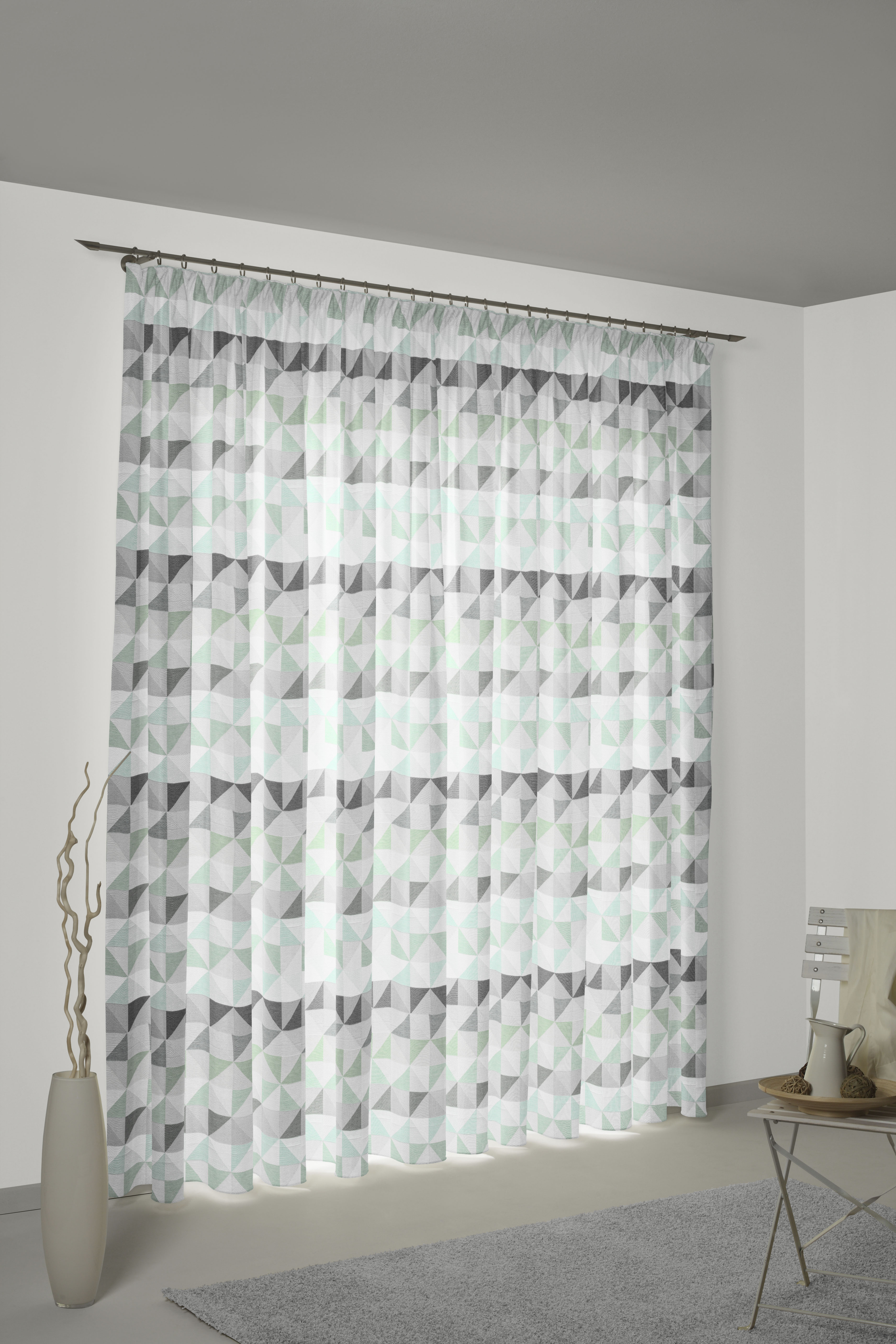 Vorhang WIRTH "Berlare", grün (mint), B:132cm H:385cm, Baumwolle, Polyester, Gardinen, nach Maß Image