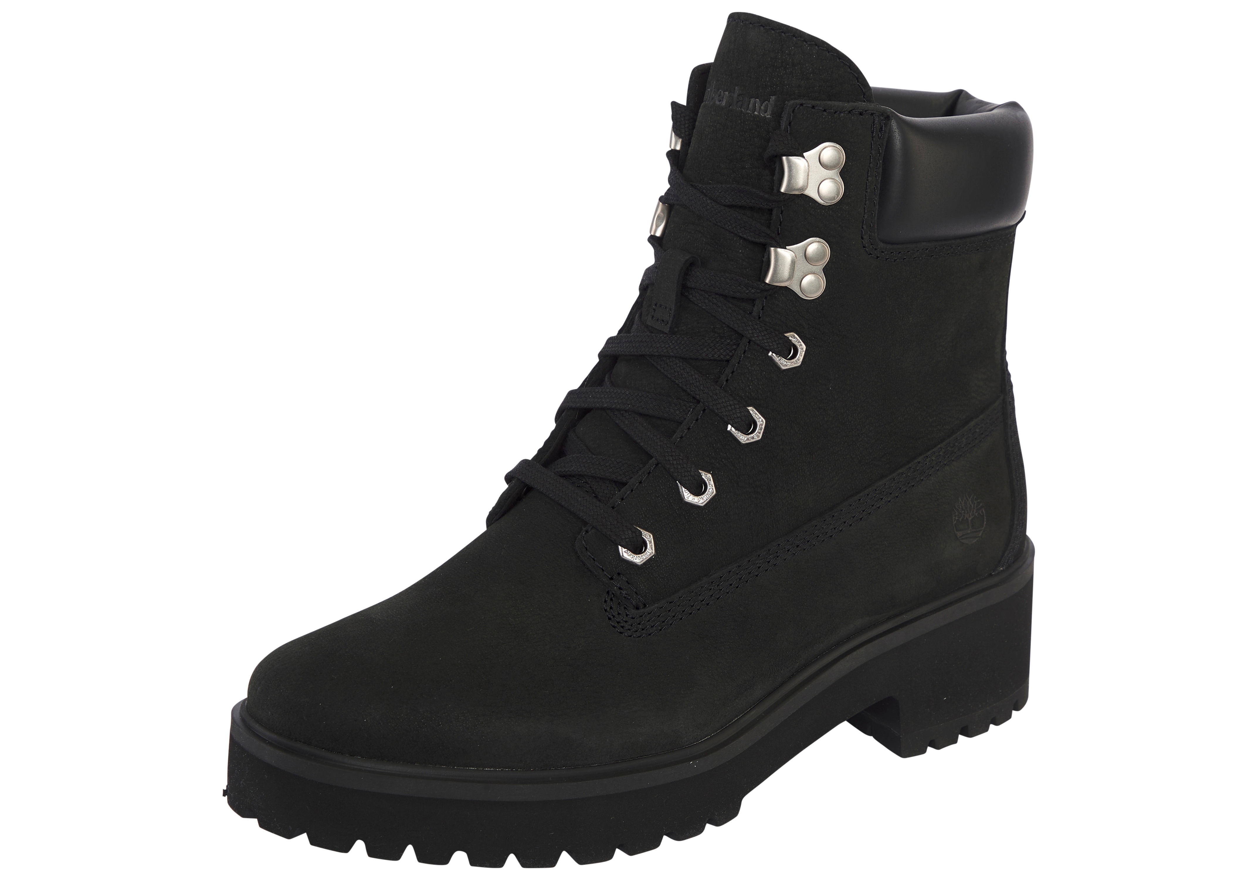 Schnürboots TIMBERLAND "CARNABY COOL MID LACE UP BOOT", Damen, Gr. 41,5, jet schwarz, Leder, Schuhe Schnürboots, Winterstiefel, Schnürstiefel, Winterschuhe
