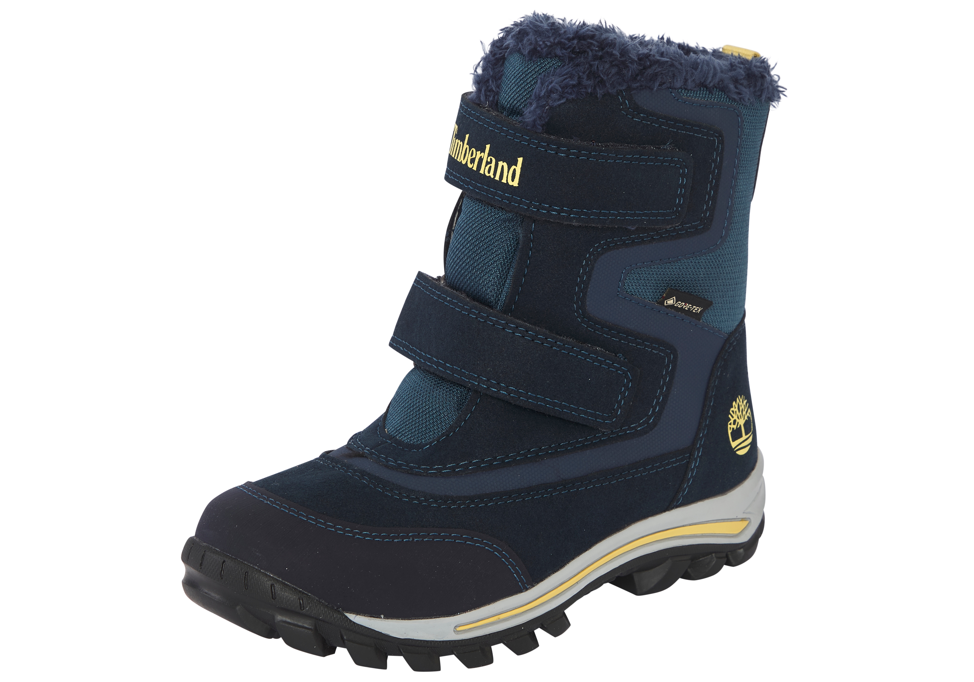 Winterboots TIMBERLAND "CHILLBERGMID HOOK & LOOP GORE-TEX SNOW BOOT", Jungen, Gr. 31, outerspace, Leder, Schuhe Winterboots, Snowboots, Winterstiefel, Winterschuhe, gefüttert, wasserdicht