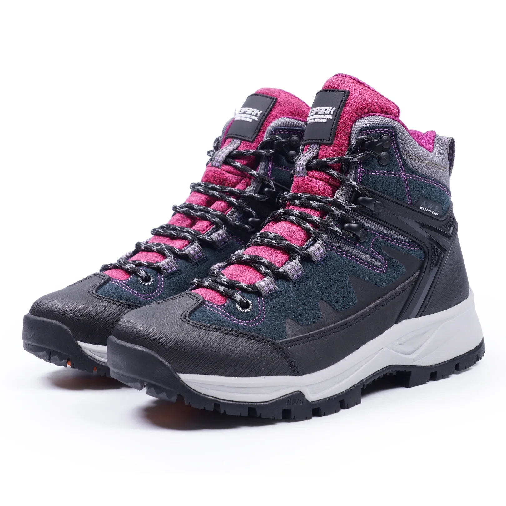 Wanderschuh ICEPEAK "WYNNES MS", Damen, Gr. 40, blau (blau, pink), Synthetik, Schuhe Wanderschuh, wasserdicht