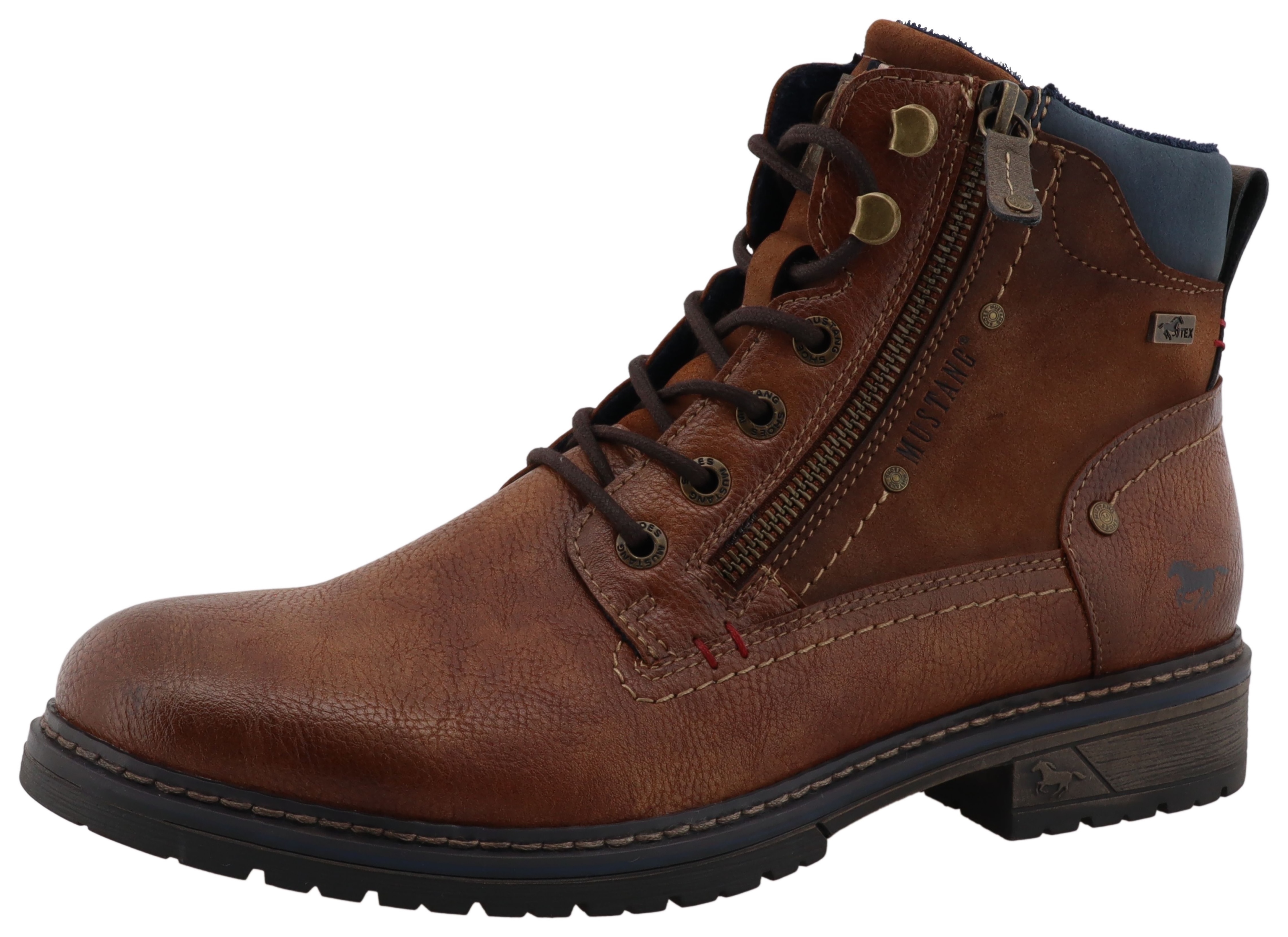 Schnürboots MUSTANG SHOES "Marcas", Herren, Gr. 46, braun, Lederimitat, used, Basic, Schuhe, Business Stiefel, Boots mit Textilfutter