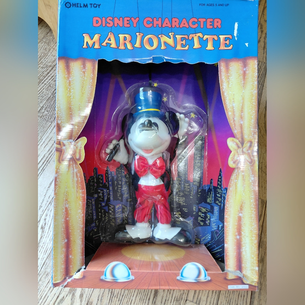 Disney Other | Disney Character Marionette Puppet Mickey Mouse Helm Toy 1990 New Sealed | Color: Blue/Red | Size: Os
