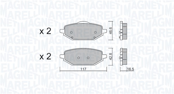 MAGNETI MARELLI Bremsbelagsatz, Scheibenbremse hinten rechts links 363916061474 Image