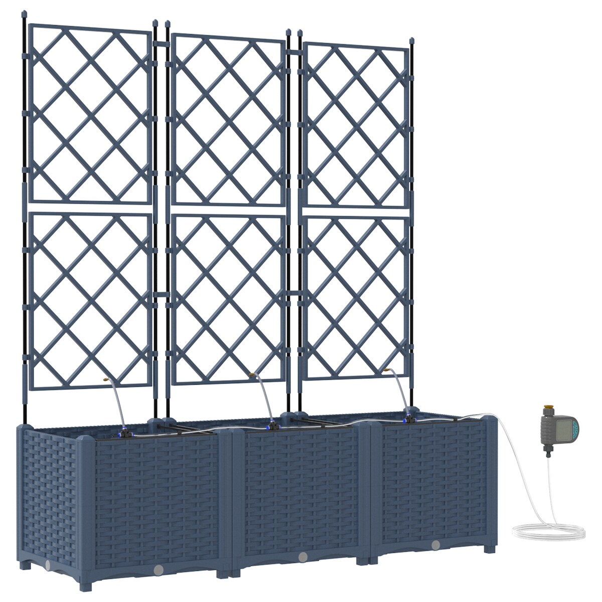 vidaXL Gartenpflanzer Grau 120 x 40 x 142 cm Stahl Image