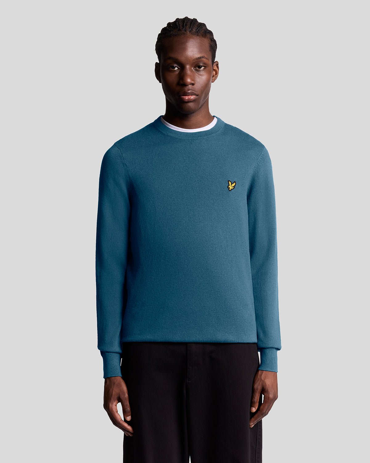 Lyle & Scott Baumwoll-Merino Rundhalspullover - Blau Image
