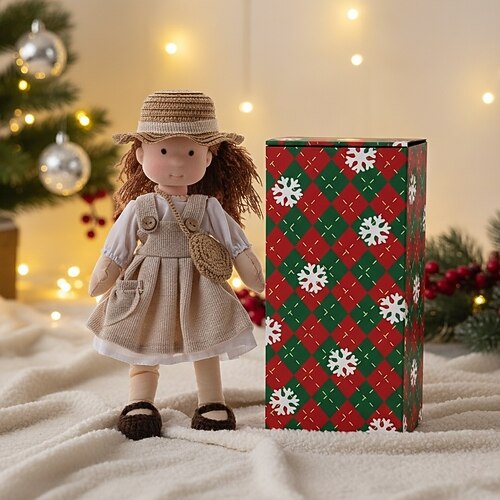 handgemachte Waldorfpuppe Baby Mädchen mit kuscheliger Kleidung - 11,8 Zoll weiche Plüschpuppe mit Geschenkbox für Kleinkinder ideales Weihnachtsgeschenk für Mädchen Kinder Image