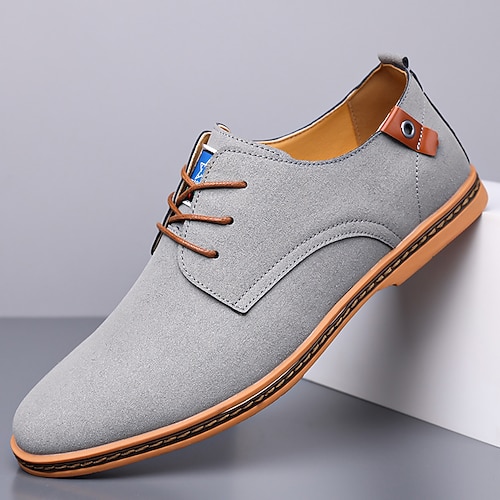 Herren-Oxford-Schnürschuhe aus blaugrünem Wildleder mit weichem Futter und Holzsohle, lässige Vintage-Schuhe für Partys und Business-Outfits Image