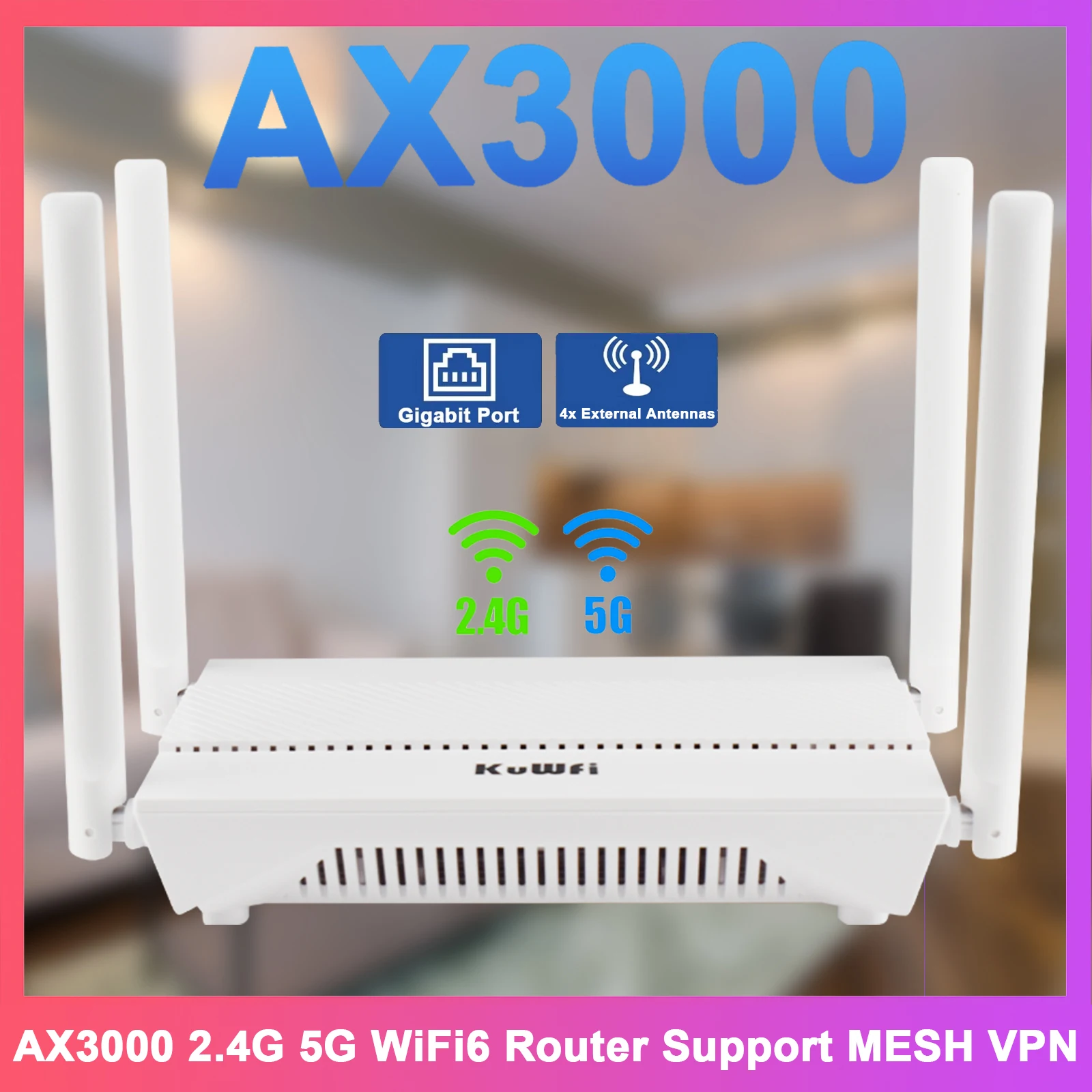 KuWFi AX3000 WiFi6 routeur 3000Mbps 2.4GHz 5GHz double bande WiFi routeur Gigabit WAN Port LAN AP répéteur Mode prise en charge maille VPN WPS