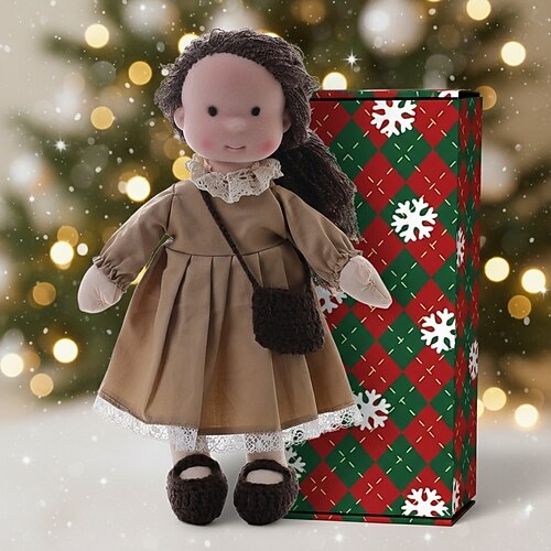 Handgemachte Waldorf-Puppe Baby-Mädchen mit bequemer Kleidung - 30 cm weiche Plüschpuppe mit Geschenkbox für Kleinkinder Ideale Weihnachtsgeschenke für Enkelkinder Mädchen Image