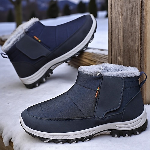Warme Winter-Schneestiefel für Herren mit Fellfutter, rutschfeste Outdoor-Knöchelschuhe zum Wandern bei kaltem Wetter und als Freizeitkleidung Image