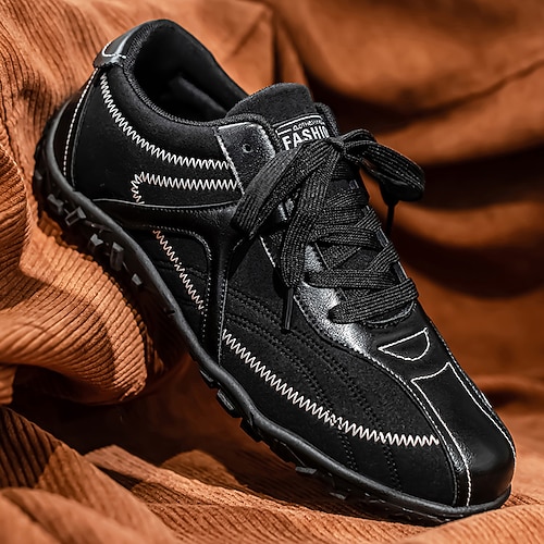 Rote Freizeit-Sneaker für Herren mit Nähten und weicher Sohle, atmungsaktive Sportschuhe für Outdoor-Aktivitäten, Spaziergänge und den Alltag Image