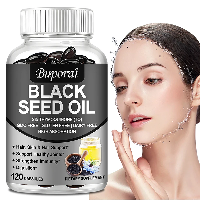 Black Seed Oil - Digestive Health, Immune Support, for Skin & Hair Health, Antioxidant - 120 Capsules
