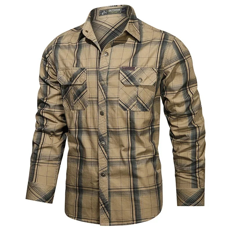2025 primavera e autunno nuova camicia a maniche lunghe scozzese in cotone camicia casual da uomo camicia casual da uomo per camicia da uomo