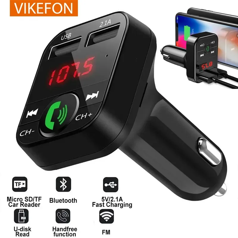 Auto Bluetooth Empfänger FM Sender Wireless Audio Adapter Freisprecheinrichtung MP3 Player Dual USB Schnelle Auto Ladegerät Bluetooth Car Kit Image