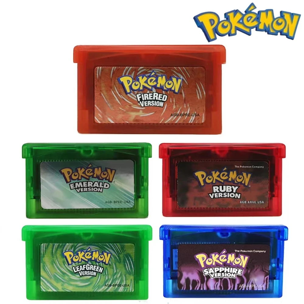 High Quality Pokemon Series 32 Bit Video GameRuby/Sapphire/Emerald/Fire Red/Leaf Green Game Cartridge GBA Video Game Card