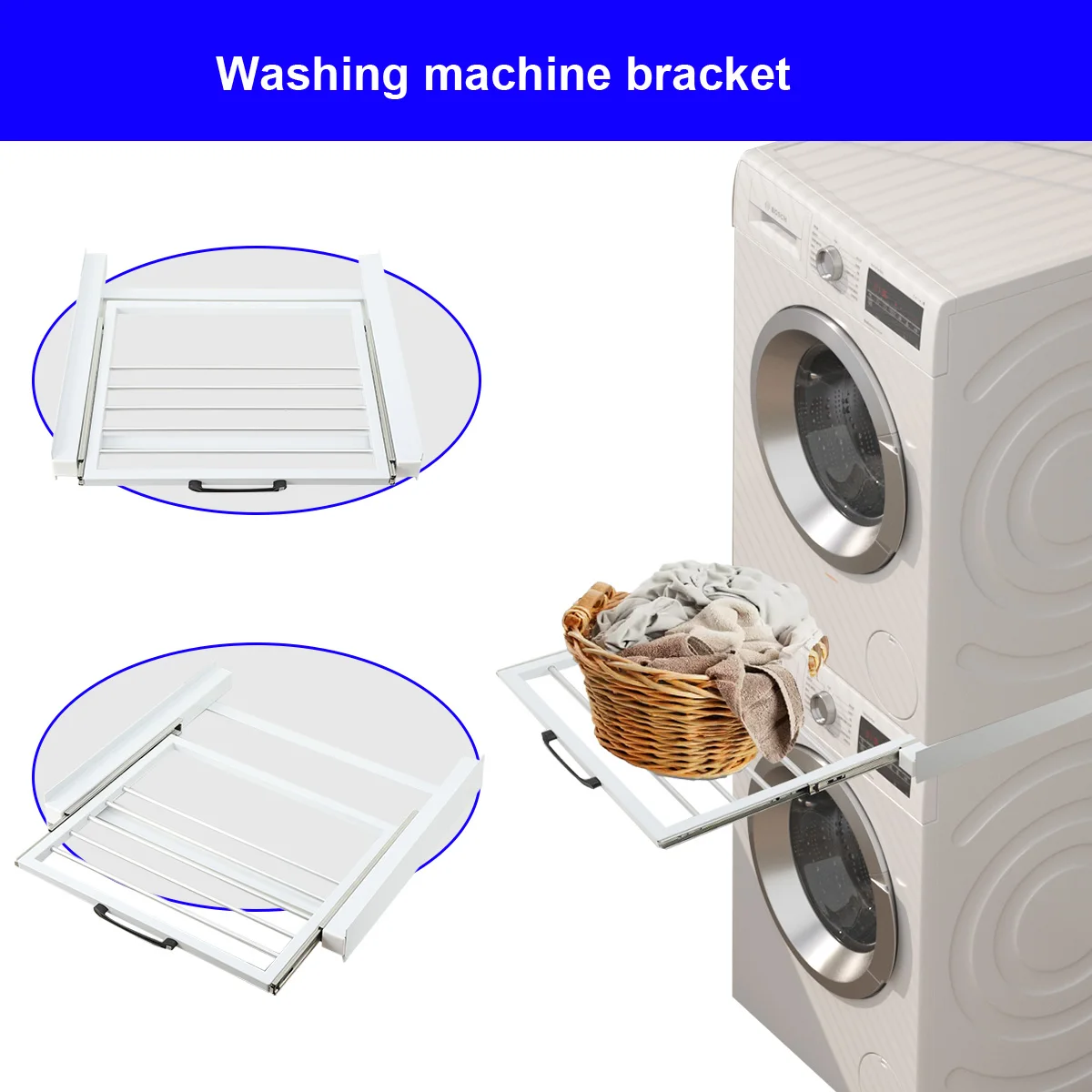 Stacking Kit with Sliding Shelf Fits for Washing Machine and Dry