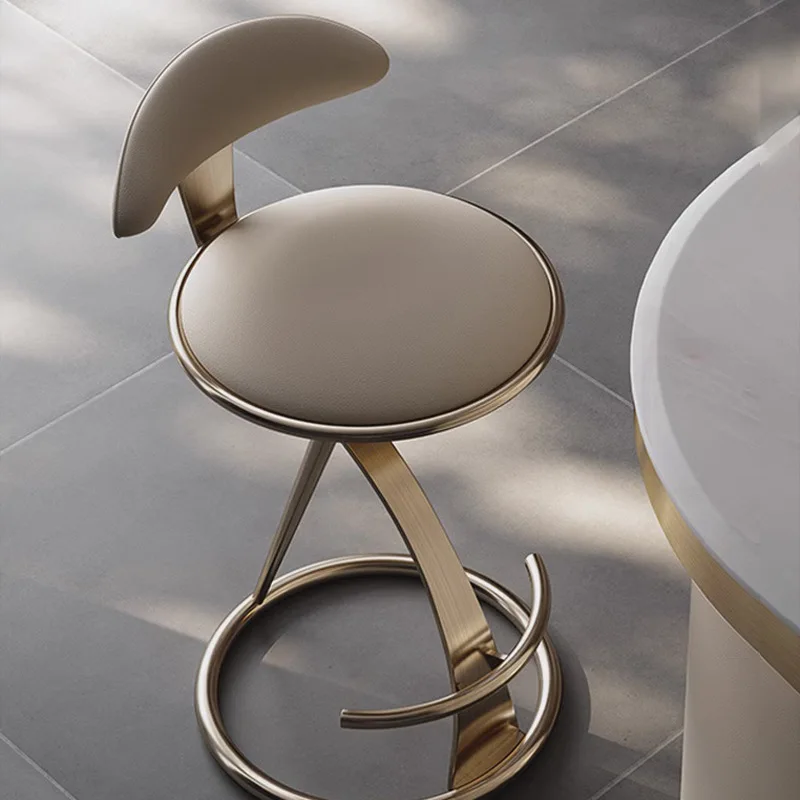 Barhocker aus Edelstahl, italienischer leichter Luxus-Rezeptionsstuhl für zu Hause, hoher Hocker, hochwertiger Barstuhl
