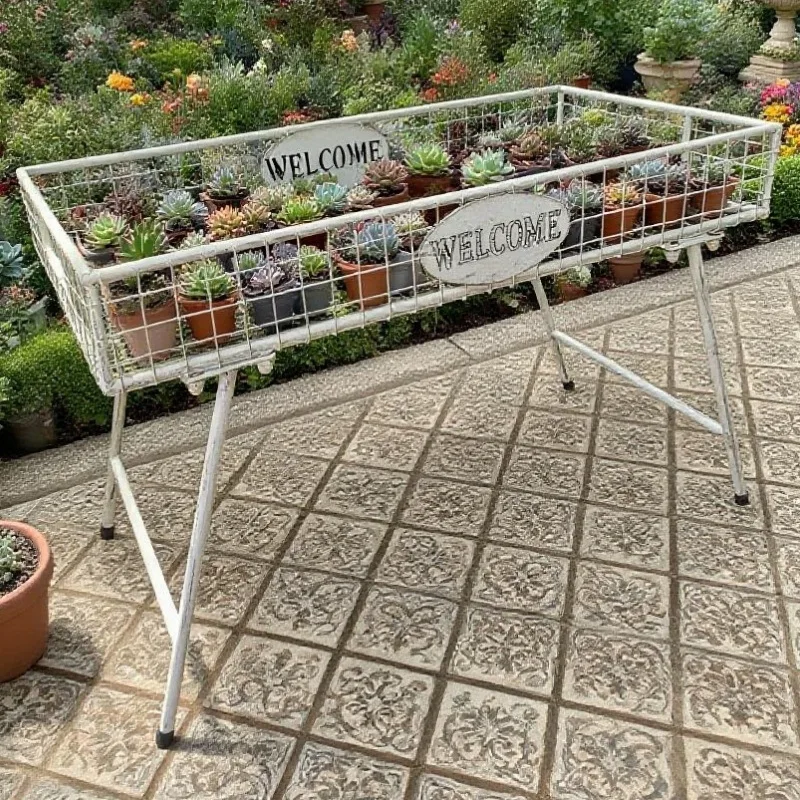 Retro-Stil Schmiedeeiserner Blumenständer, Abnehmbares Nordisches Wohnzimmer-Balkon Multifunktionales Aufbewahrungsregal, Dekoratives Präsentationsregal Image
