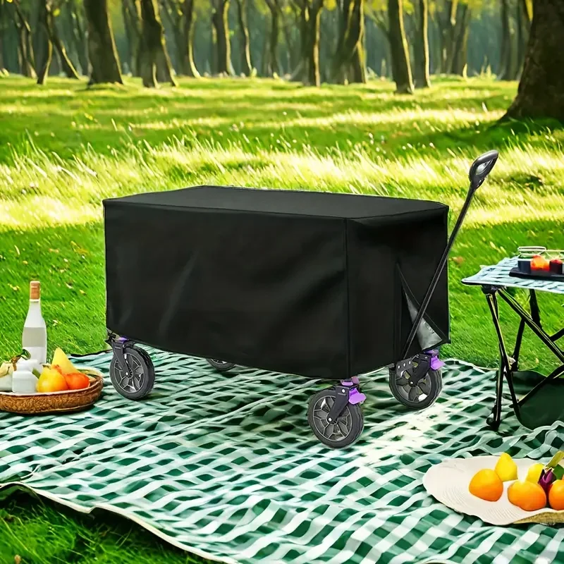 [Klappbare Wagenabdeckung] Strapazierfähige 1-teilige schwarze faltbare Campingwagenabdeckung aus Polyester | Tragbare Abdeckung für Picknickwagen im Freien Image