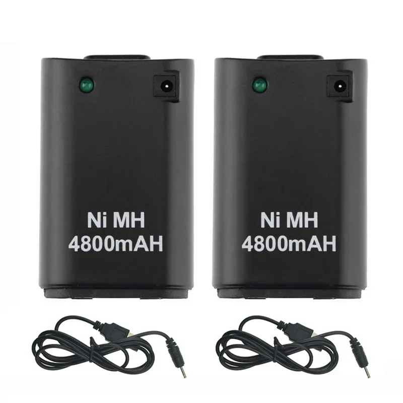 Battery For Xbox 360 Gamepad Battery 2-in 1 4800mAh Rechargeable Gamepad Ni MH Battery For Xbox 360 Controller Console Batter