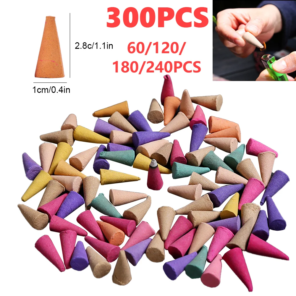 60–300 Stück gemischte natürliche Reflux-Turm-Duft-Räucherkegel, Angstlinderung, Rauchgeruchsentferner, Meditation, Entspannung, Aromatherapie Image