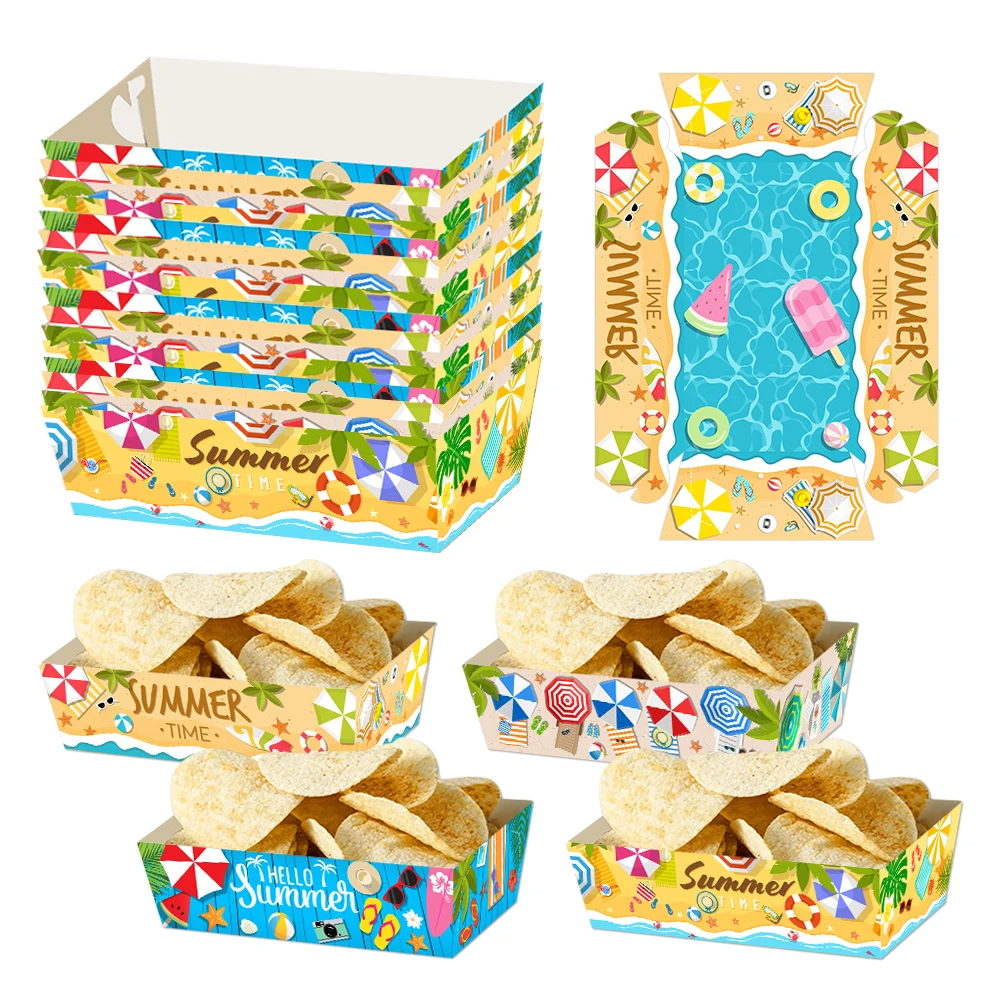 4/8 stücke Sommer Pool party Papier snack Boxen Französisch Braten Halter Strand Party Favor Leckerli Boxen für Geburtstag baby Shower Party Decor Image