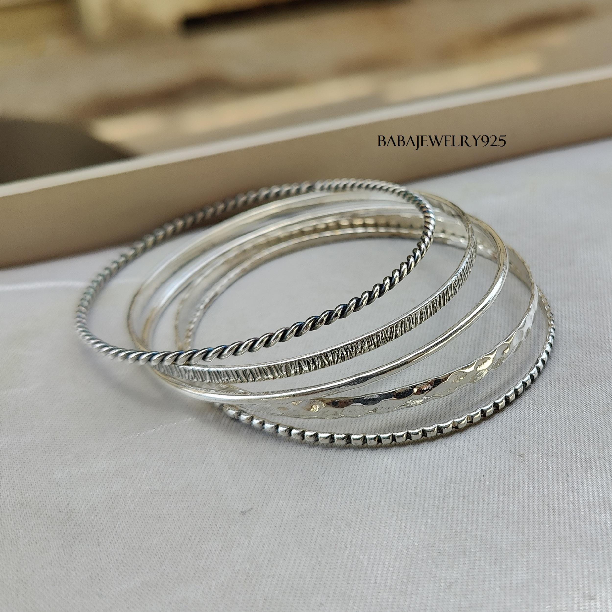 Set di 5 bracciali in argento~ Bracciale in argento sterling 925~ Bracciale in argento~ Bracciali di design~ Bellissimi bracciali in argento~ Regalo p