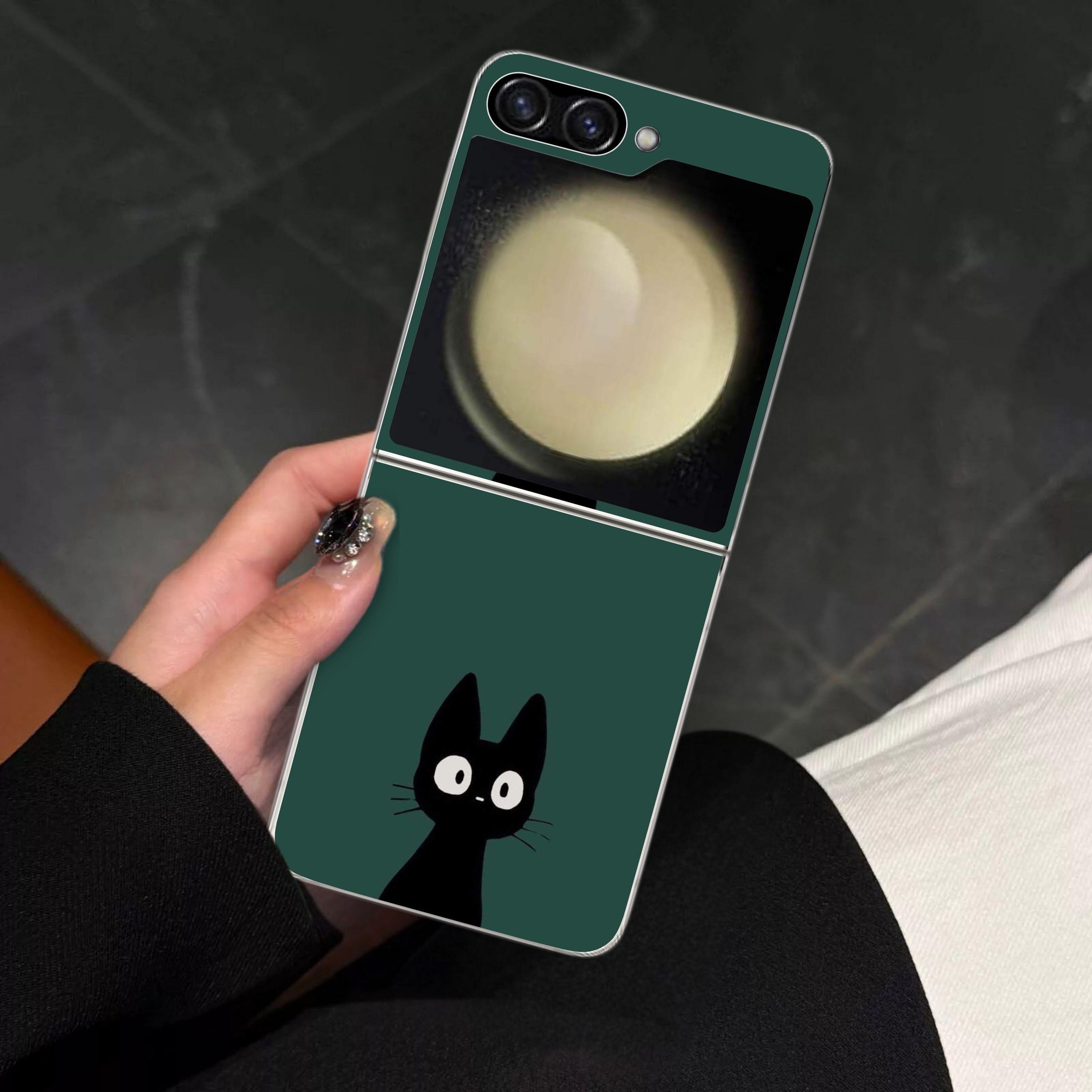 Custodia per telefono Galaxy Flip con motivo a gatto nero per Samsung Galaxy Z Flip 7 7FE, Flip 6 5 4 3, Galaxy Z Flip7 Flip6 Flip5, custodia antiurto