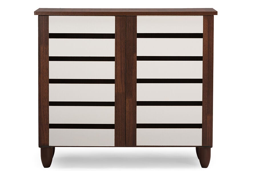 Gisela Oak and White 2-tone Shoe Cabinet With 2 Doors by Baxton Studio in Brown (Size OS)