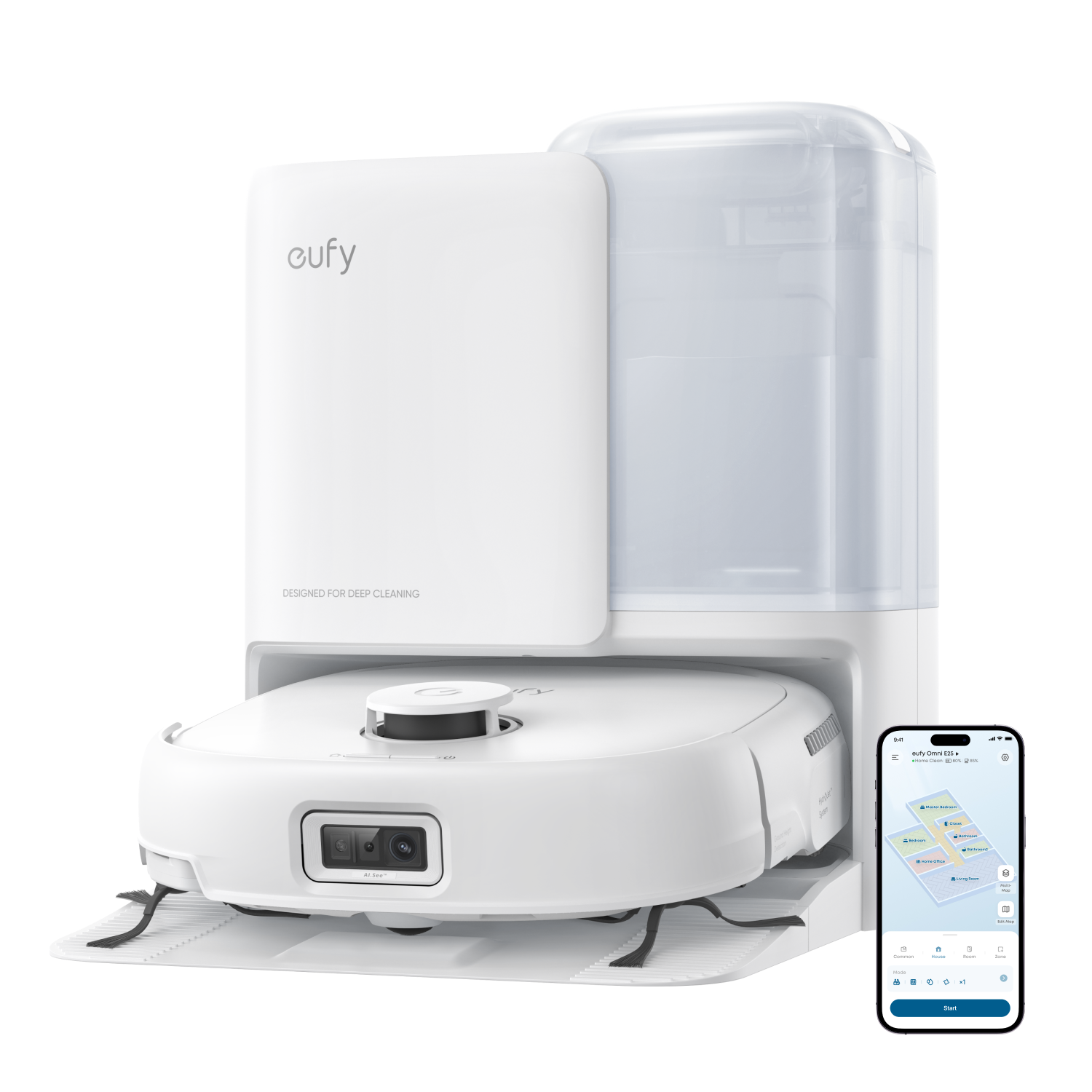 eufy Omni White E25 Robot Vacuum & Mop with All-in-One Station