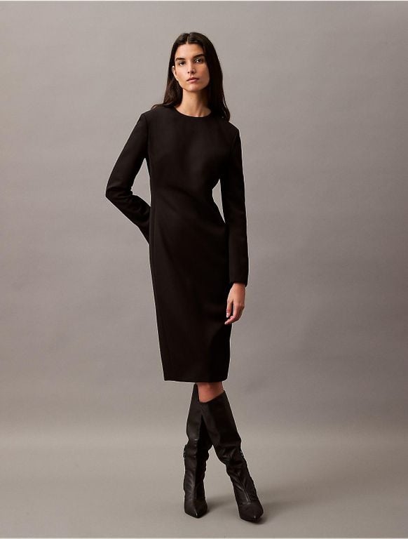 Crepe Midi Dress - Black - Calvin Klein Dresses
