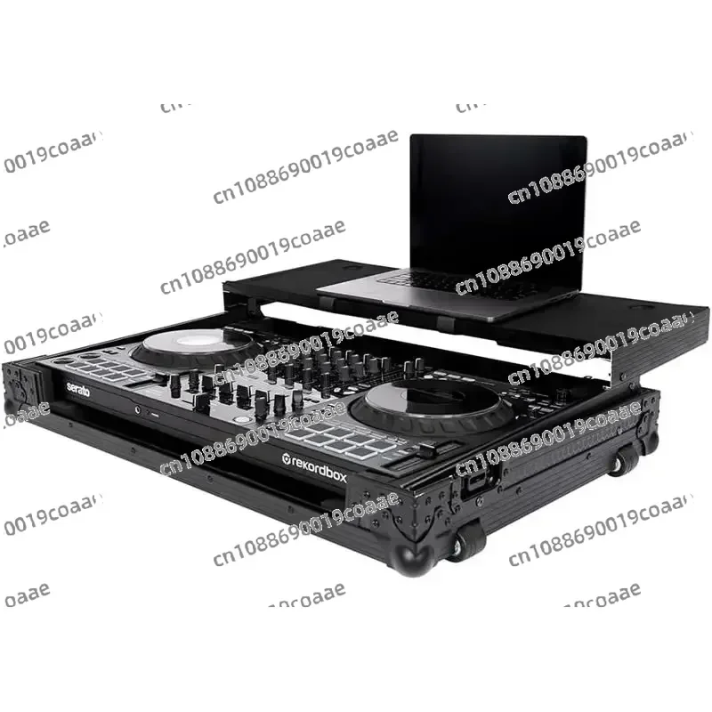 Schwarze DJ Flight Case DDJ-FLX10 mit Laptop-Plattform und Rollen Flight Case Image