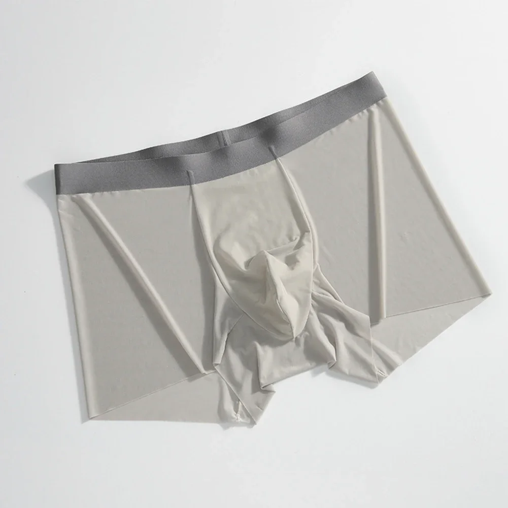 Intimo da uomo senza cuciture in seta di ghiaccio, mutande sottili trasparenti, boxer, pantaloncini, mutandine U-convose, mutande da uomo, abbigliamento quotidiano