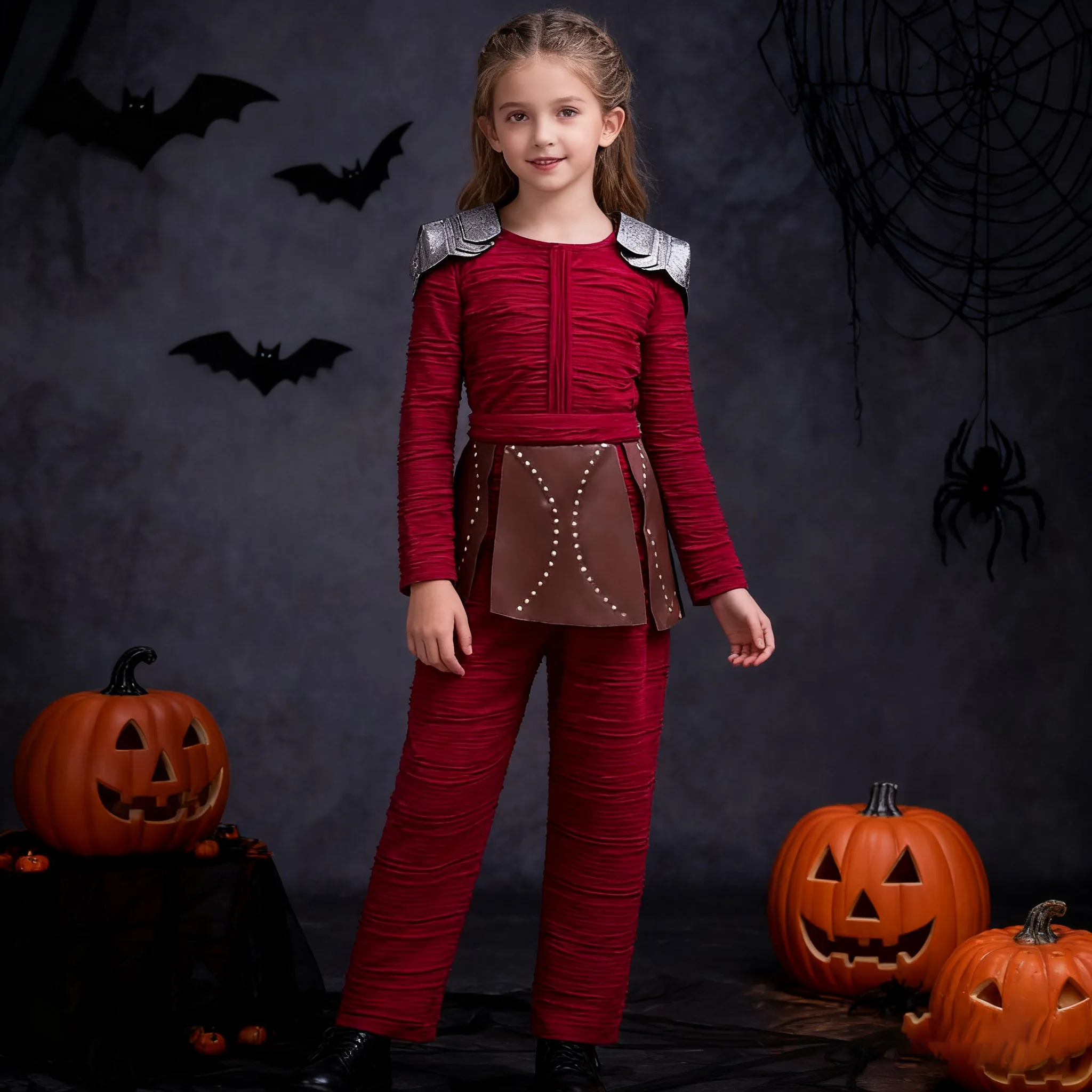 Halloween-Kostüm für Mädchen, Drachentrainer, dreiteiliges Kostüm, Rollenspielkleidung, Mädchen, Wikinger, tägliches Freizeit-Outfit Image