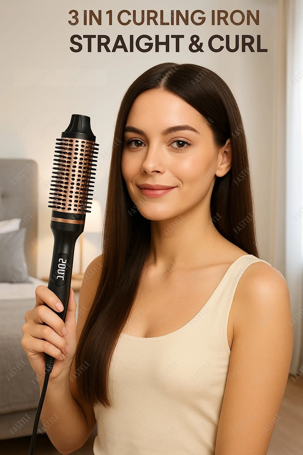 10-Lockenwickler, Keramik-Lockenstab, Anti-Verbrühungs-Doppel-PTC für Frauen, heiße Bürste, Reisen, schnelle Erwärmung, beheizte Bürste, Thermobürste Image