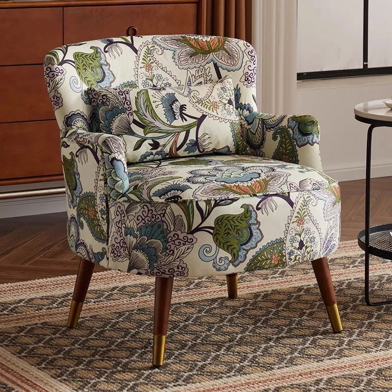 Retro Massivholz Einzelsofa Stuhl Kleine Wohnung Wohnzimmer Schlafzimmer Homestay Freizeit Faule Empfangskombination