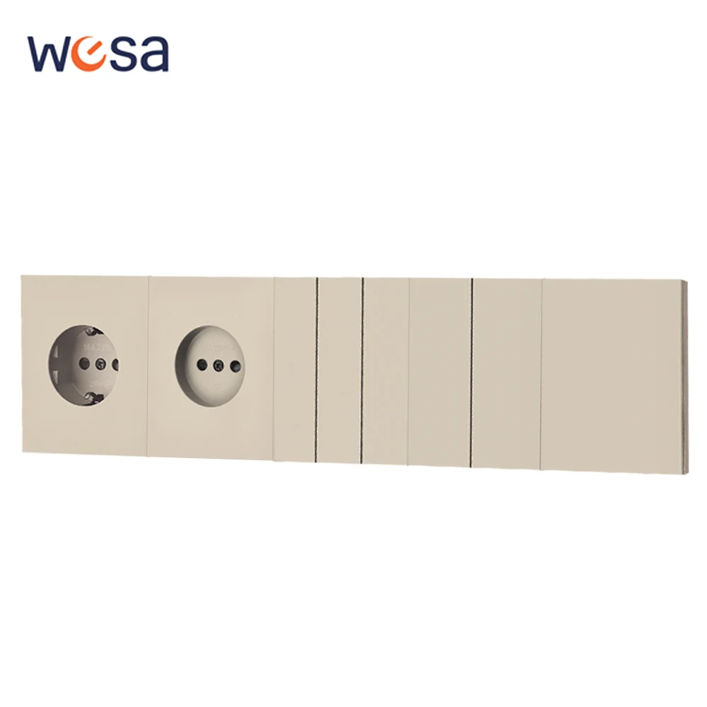 Warme integrierte Panel Wippschalter Steckdosen eingebettete Steckdose Taste Lichtschalter Hautgefühl Farbe DIY Kombinationsfarbe Image