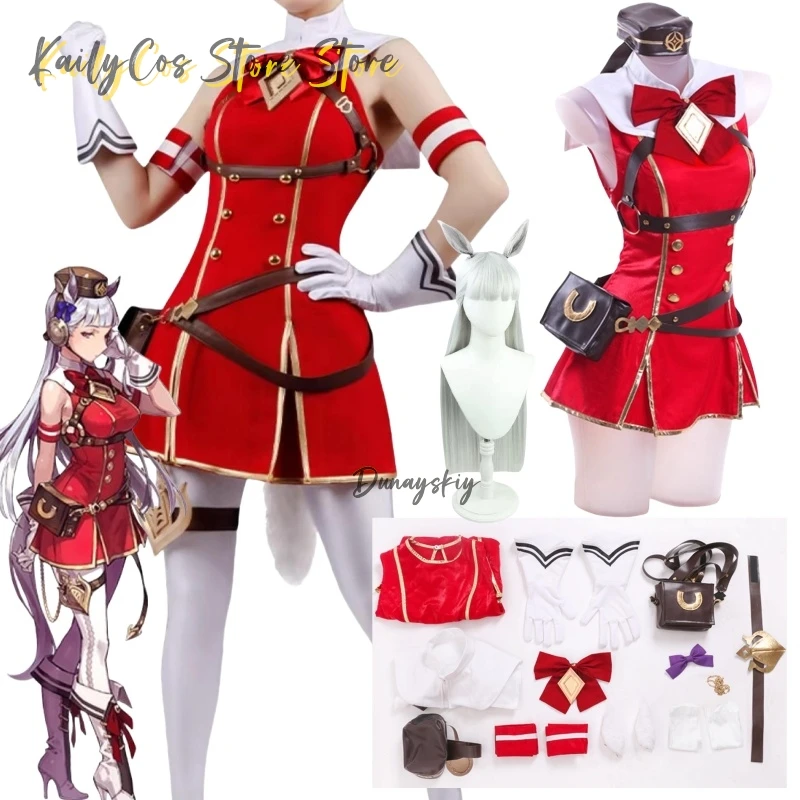 Gold Schiff Cosplay Kostüm Perücke Hut Ohren Schwanz Rot Outfit Akademie Uniform Sexy Outfit Für Frauen Halloween Weihnachten Kostüm
