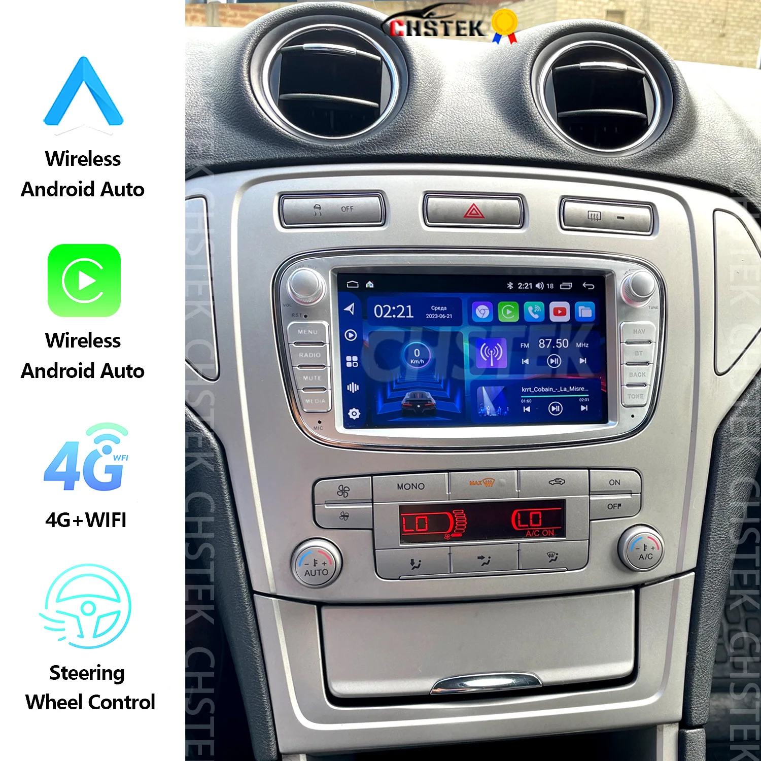 CHSTEK Android 13 Autoradio Carplay für Ford Mondeo Focus 2 Kuga Transit C-Max S-Max Galaxy GPS Navigation WIFI 4G DSP Autoradio Image