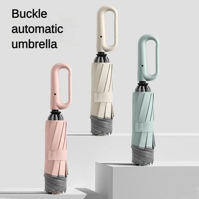 Automatischer Faltschirm mit Schnalle für Herren, umgekehrter reflektierender Streifen, winddicht, Outdoor-Sport, Regenschirme für Damen