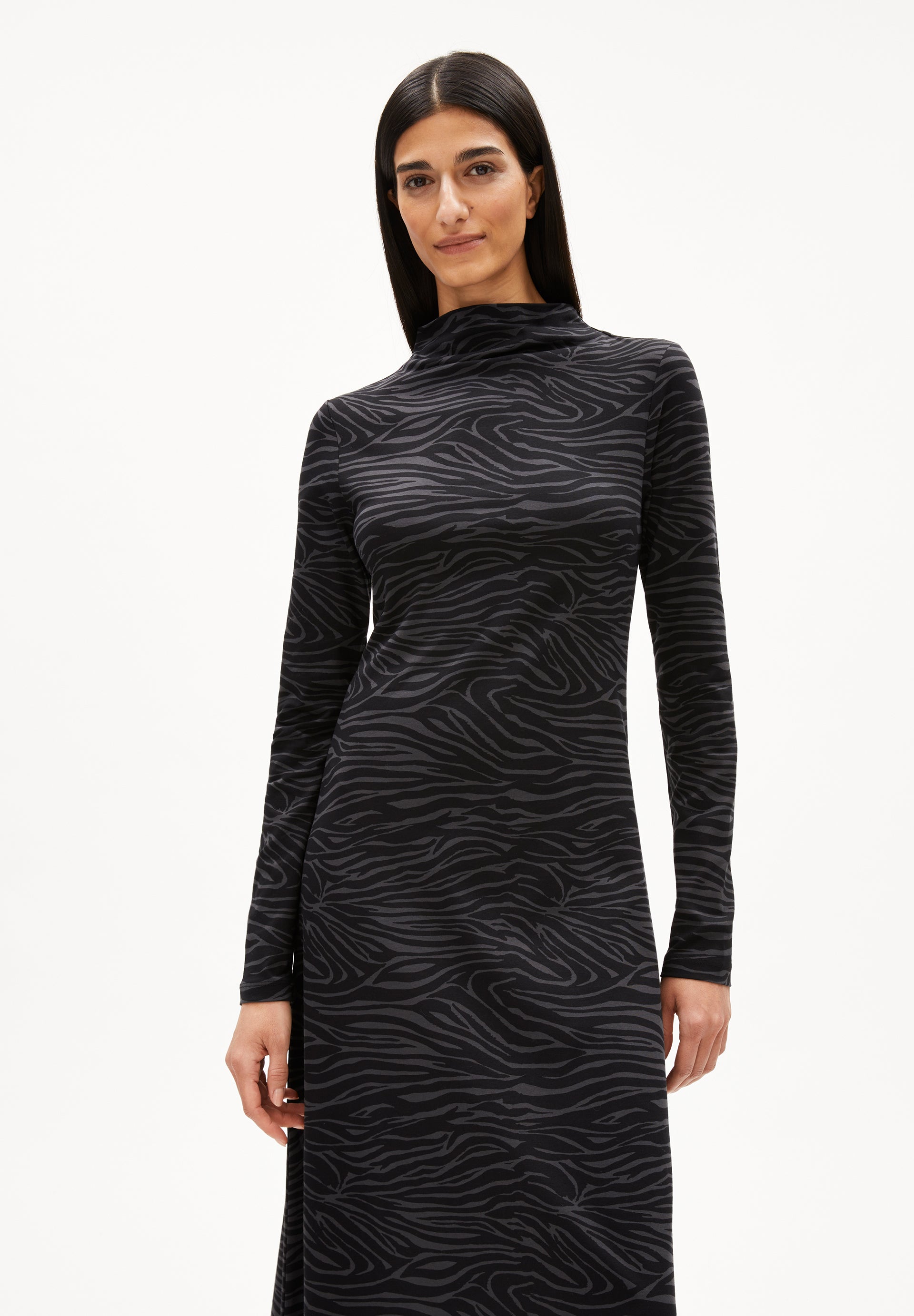DAILIMAA ZEBRARAA | Jerseykleid aus Bio-Baumwoll Mix - schwarz (L) Image