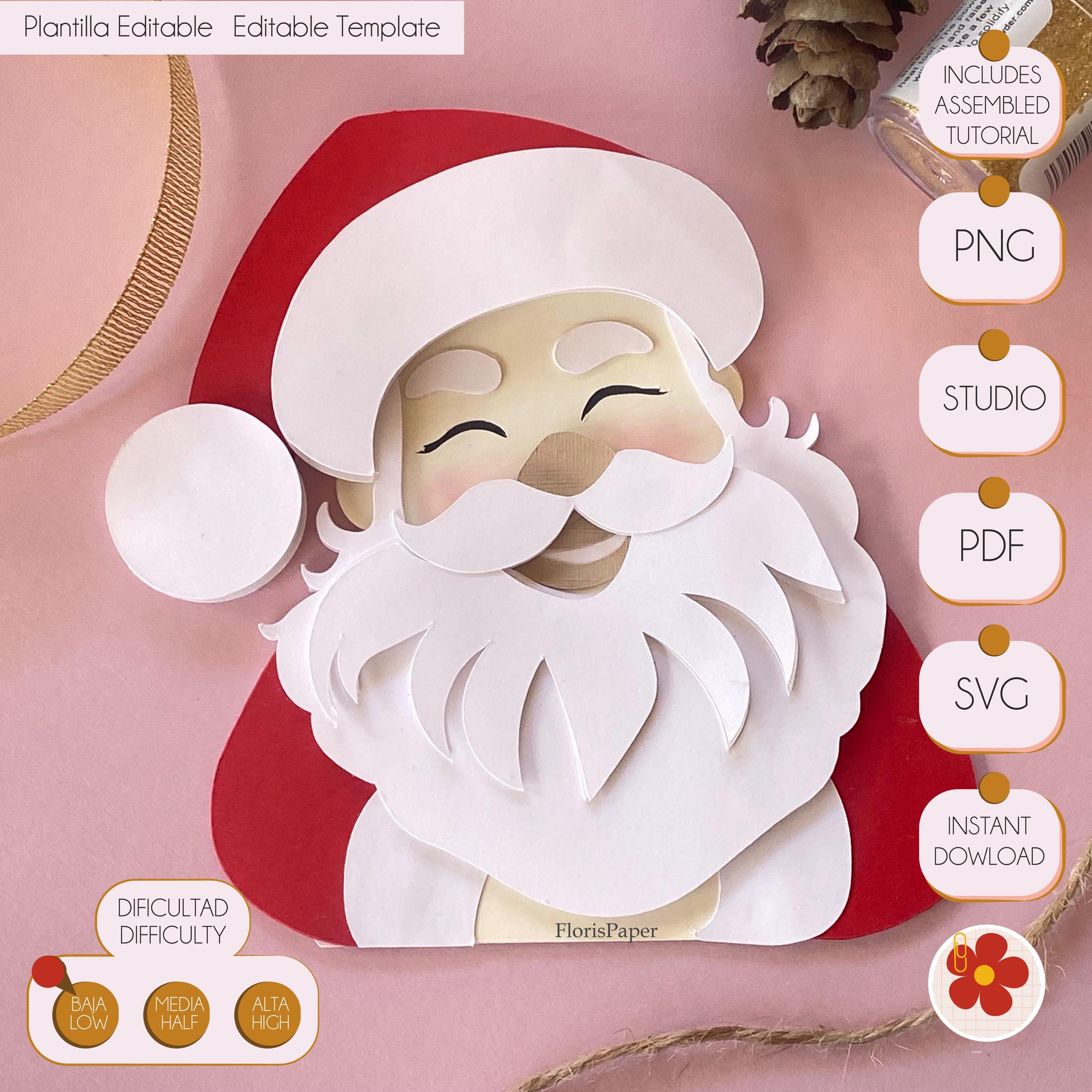 Babbo Natale SVG, Babbo Natale a strati, modello di taglio, modello di Babbo Natale, modello di taglio di Babbo Natale, Babbo Natale