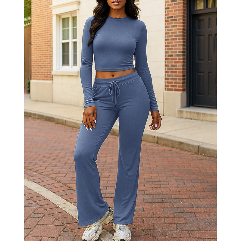 Women's Pullover Sweatsuit Sets 2 Piece Tracksuit Lounge Outfits Drawstring Solid Colored Clothing Suit Fall Light Pink Pink Hiking Vocation Outdoor Lightweight Long Sleeve Sport Activewear