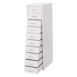 PROREGAL Rollcontainer Housten HxBxT 110x28x41cm 10 Schubladen Weiß Schubladenschrank Stahlschrank Image