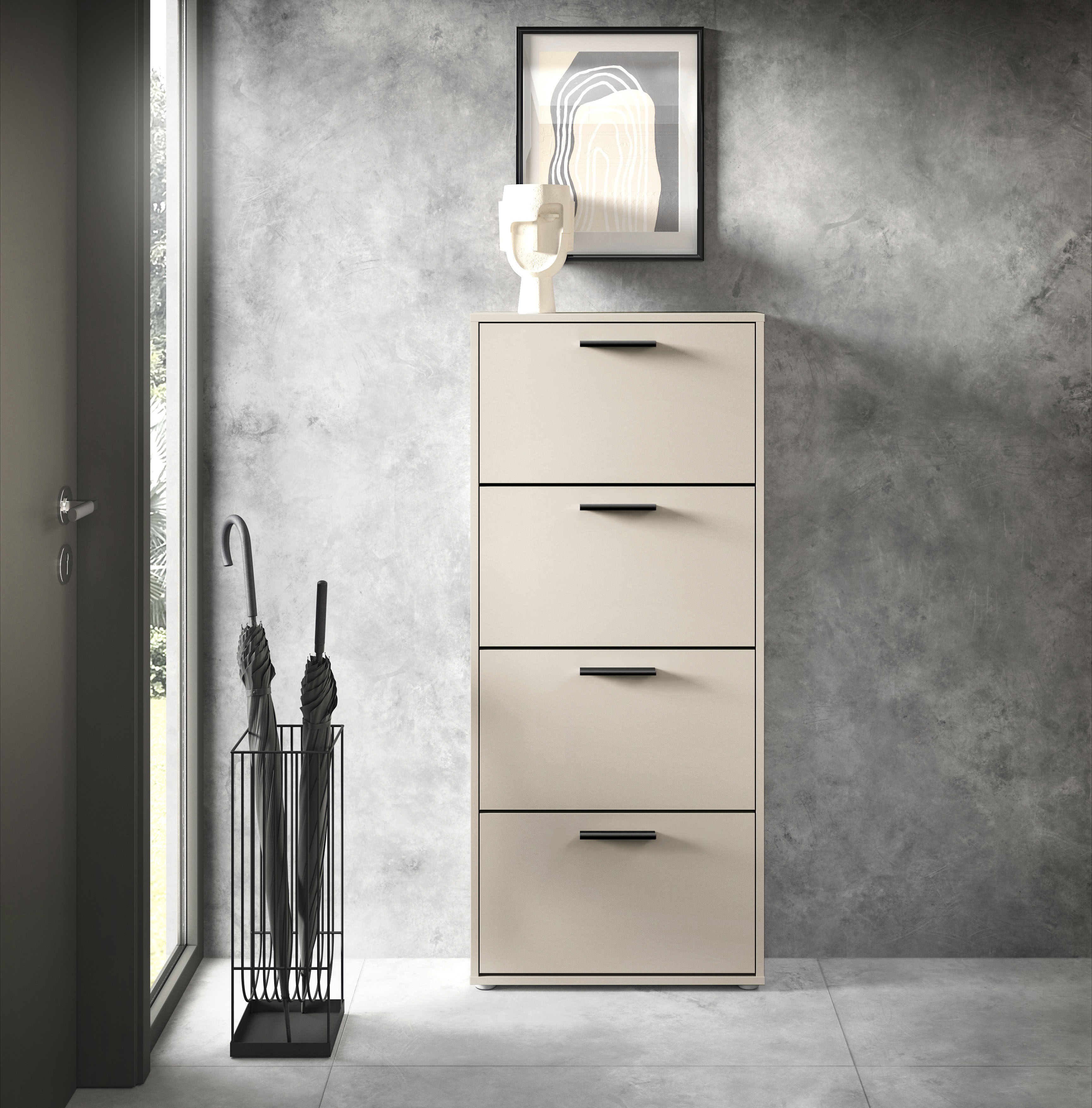 Schuhkipper HBZ "Sam Schuhkipper, Schuhschrank BxHxT 59x136x17 cm", kaschmir, B:59cm H:136cm T:17cm, FSC-zertifizierter Holzwerkstoff, Sideboards, Breite 59cm, FSC-Mix Credit Image