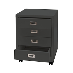 PROREGAL Rollcontainer HxBxT 55x40x41cm Metall 4 Schubladen Dunkelgrau Schubladenschrank Stahlschrank Aktenschrank Image
