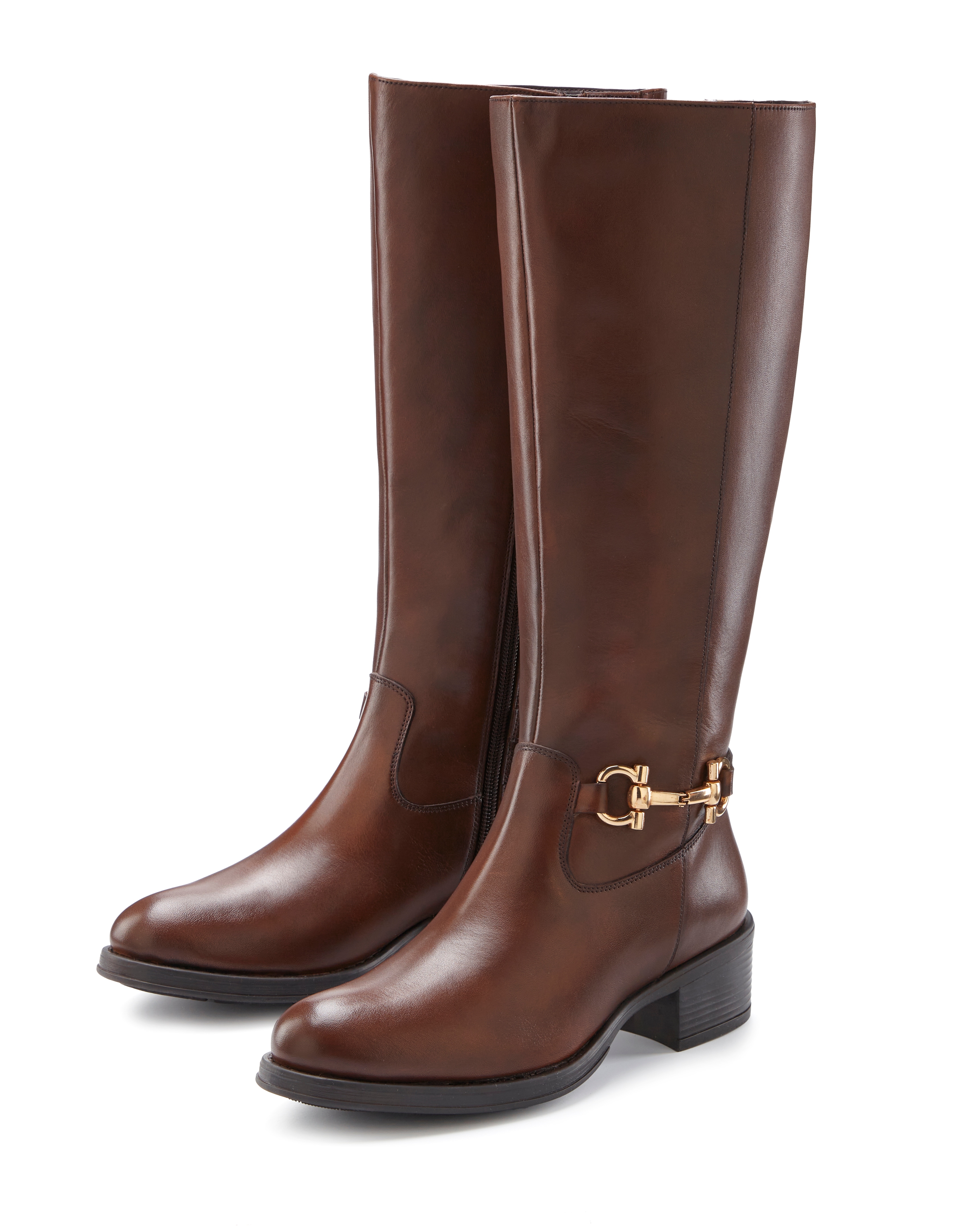 Stiefel LASCANA "Stiefelette", Damen, Gr. 44, braun, Obermaterial: 100% Rindsleder. Decksohle: 100% Schafsleder. Futter: 100% Textilmaterial. Laufsohle: 100% Synthetik, unifarben, Schuhe Stiefel, aus Leder mit Langschaft