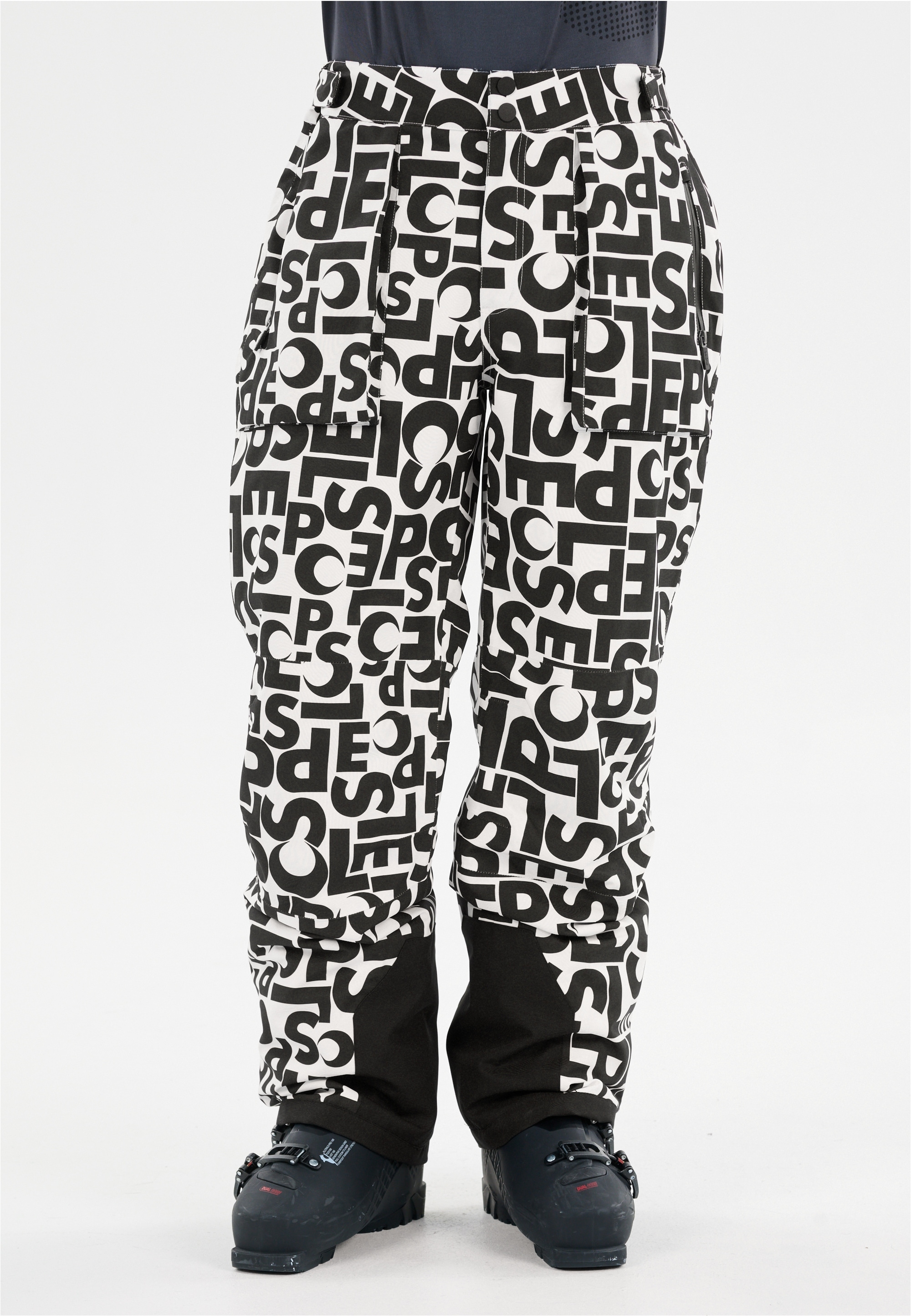 Skihose SLOPE "Killy", Herren, Gr. L, US-Größen, weiß, schwarz, 100% Polyester, bedruckt, lang, Hosen Skihose, mit wasserdichter Membran und getapten Nähten