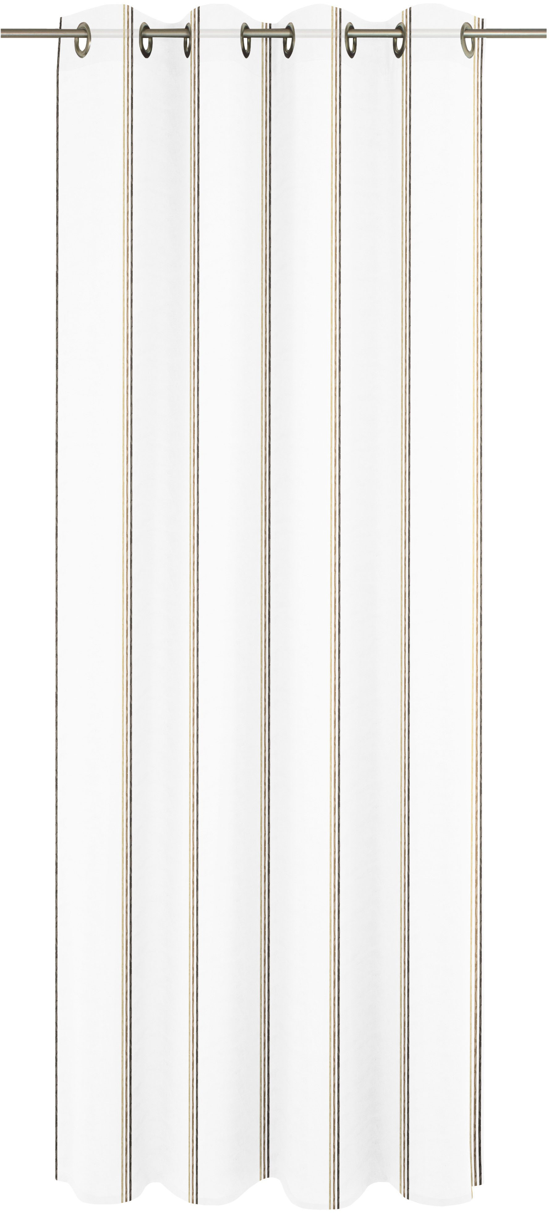 Gardine WIRTH "Chloé", braun (braun, weiß), B:200cm H:225cm, Polyester, Gardinen, Fertigstore mit Ösen (Ø 4 cm) nach Maß Image